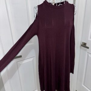 Elegant Purple Cold-Shoulder Dress